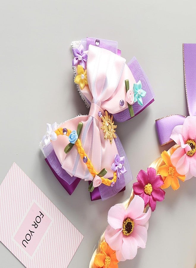 Fancheer Princess Hair Bow Clips for Girls Women 5 Inch Fairy Hair Accessories Purple - Image 4